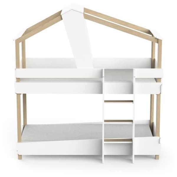 DEMEYERE TIMBER våningssängar - 90 x 200 cm - Lamellbottnar ingår - Trä och vitt