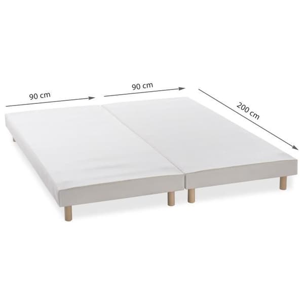 DEKO DREAM Rakenne - Lamellboxfjädrar x 2 - 180 x 200 - Vitt massivt trä + fötter