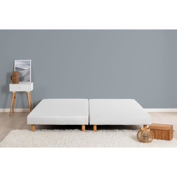 DEKO DREAM Rakenne - Lamellboxfjädrar x 2 - 180 x 200 - Vitt massivt trä + fötter