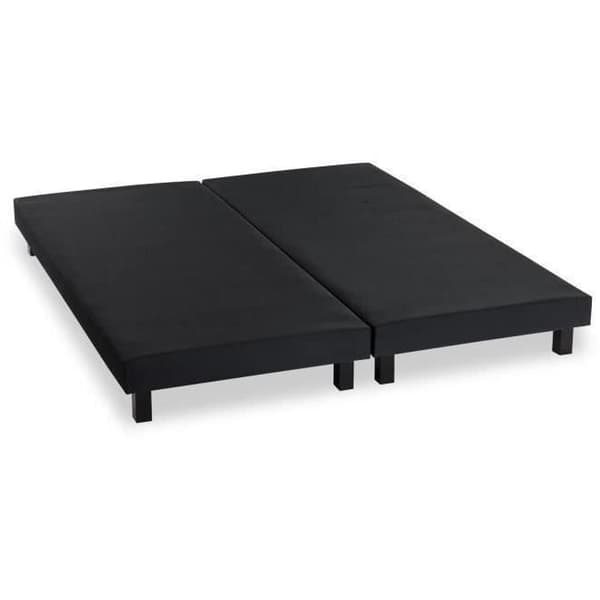 Klädda lamellbäddar 2x80x200 cm - Svart massivt trä + fötter - DEKO DREAM Rakenne