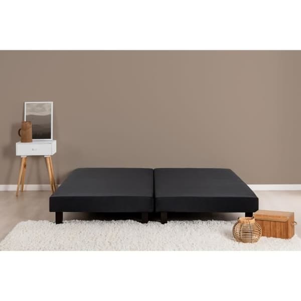 Klädda lamellbäddar 2x80x200 cm - Svart massivt trä + fötter - DEKO DREAM Rakenne