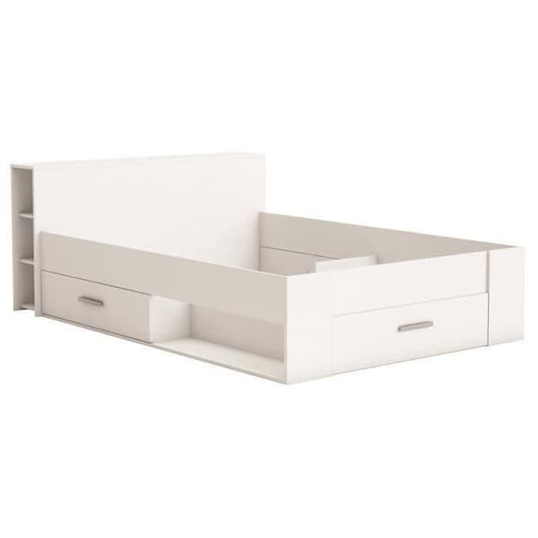 DEMEYERE Modern pärlvit vuxen säng + sänggavel - L 160 x L 200 cm - OXYGEN