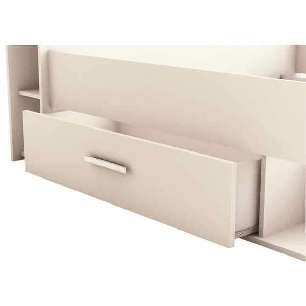 DEMEYERE Modern pärlvit vuxen säng + sänggavel - L 160 x L 200 cm - OXYGEN