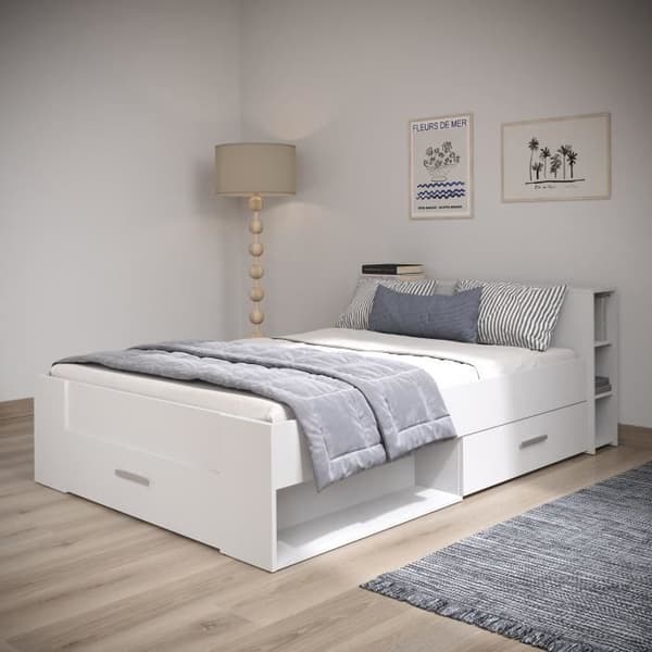 DEMEYERE Modern pärlvit vuxen säng + sänggavel - L 160 x L 200 cm - OXYGEN