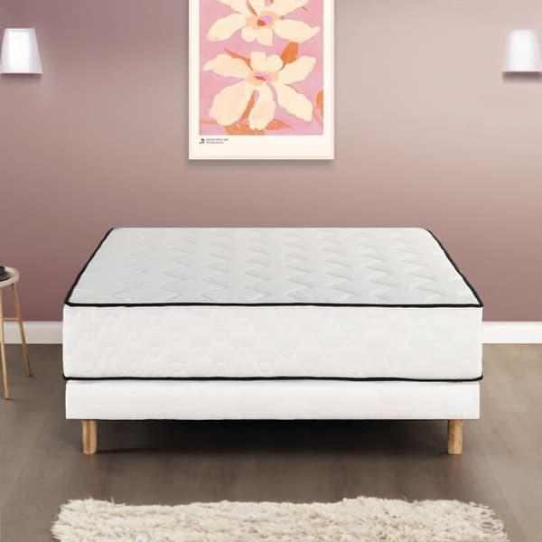 Madrass + resårsats 160 x 200 cm - Fjädrar - 7 zoner - 27 cm - Balanserad - DEKO DREAM Avslappning