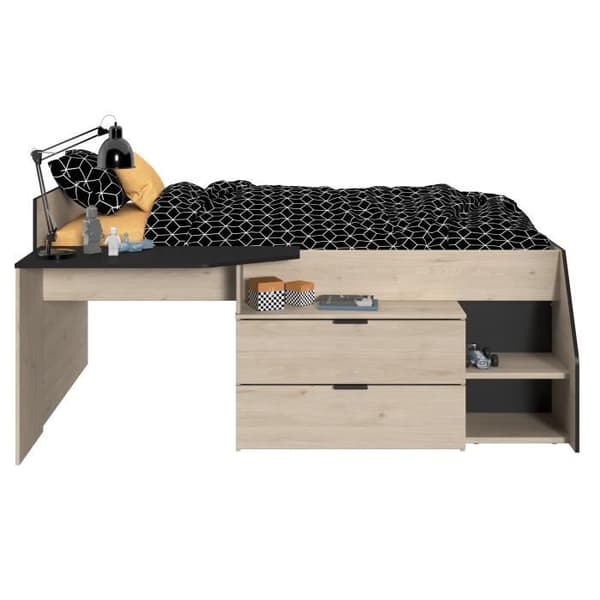 PARISOT Kim Kombinationssäng för barn - Jackson Ek och Svart - 90x190/200 cm