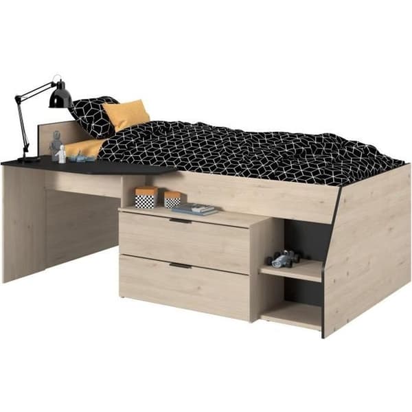 PARISOT Kim Kombinationssäng för barn - Jackson Ek och Svart - 90x190/200 cm