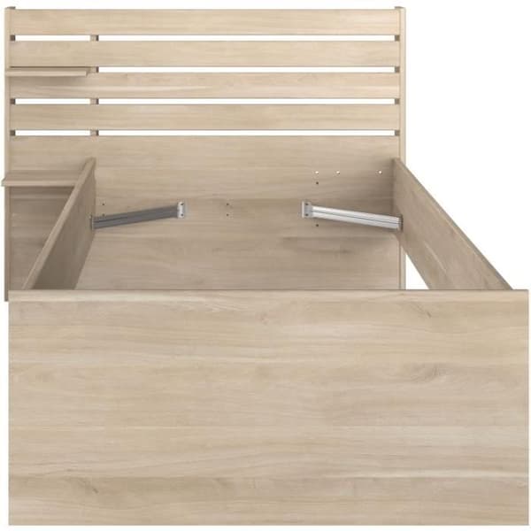 ESCALE barnsäng 90x190/200 cm - Ekdekor - Sänggavel + 2 lådor - L121,5 x H88,6 x D216,8 cm