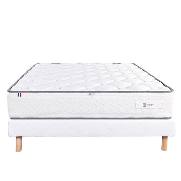 LYX LITERIE - Madrass + resårsats - IRIS - 140 x 190 cm - Klädd - Fast - Sommar/vintersida