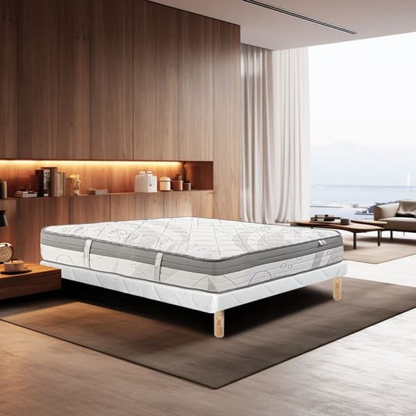 LYX LITERIE - Madrass + resårsats - VISCOPLUS - 140 x 190 cm - Klädd - Fast - Sommar/vintersida