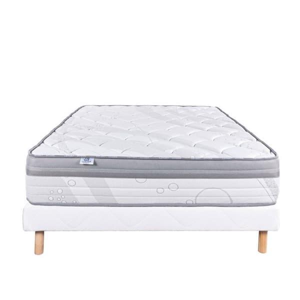 LYX LITERIE - Madrass + resårsats - VISCOPLUS - 140 x 190 cm - Klädd - Fast - Sommar/vintersida