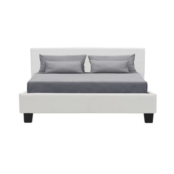 KANSAS Vuxen säng 140 x 190 cm - Vit imitation - Boxspring ingår