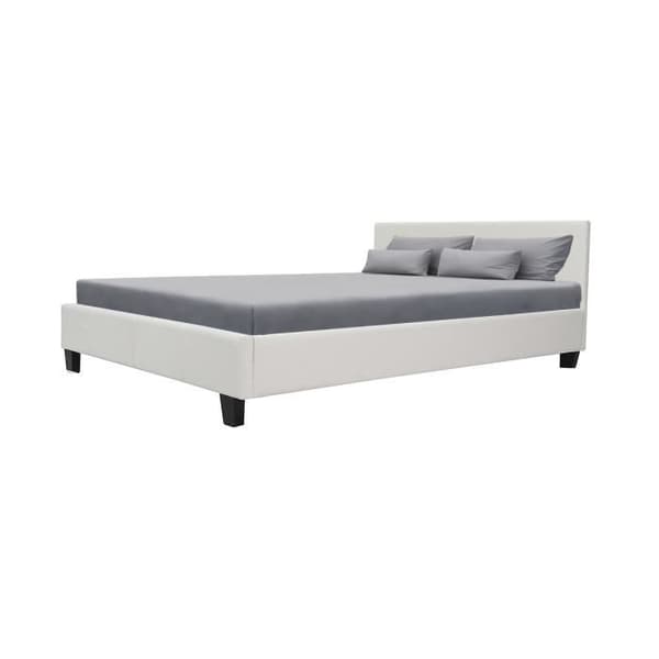 KANSAS Vuxen säng 140 x 190 cm - Vit imitation - Boxspring ingår