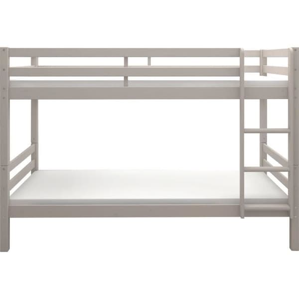 Separabla våningssäng för barn - 2x90x200 cm - Ljust grått massivt trä - Sängbotten ingår - ANDO