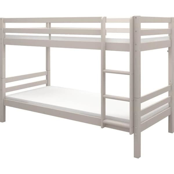 Separabla våningssäng för barn - 2x90x200 cm - Ljust grått massivt trä - Sängbotten ingår - ANDO