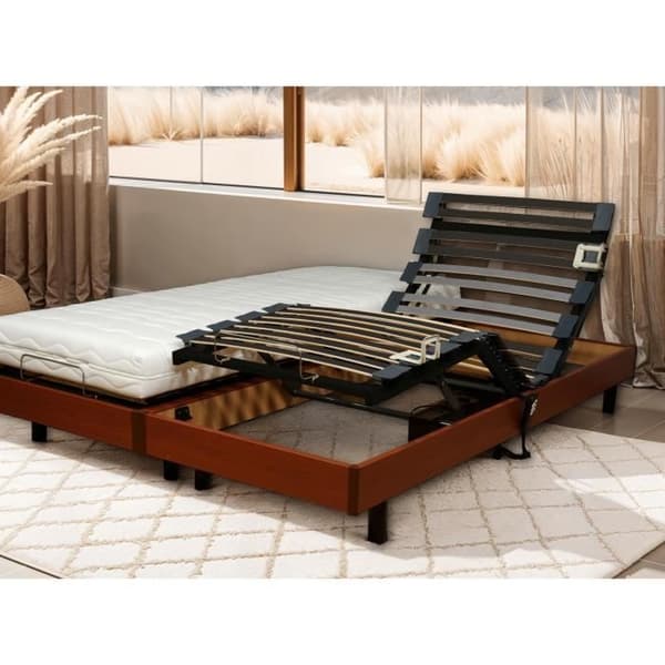 Avslappningsset Madrass + Boxspring 2x80x200cm MERIDA - Körsbärsträ - 14 cm - Fast