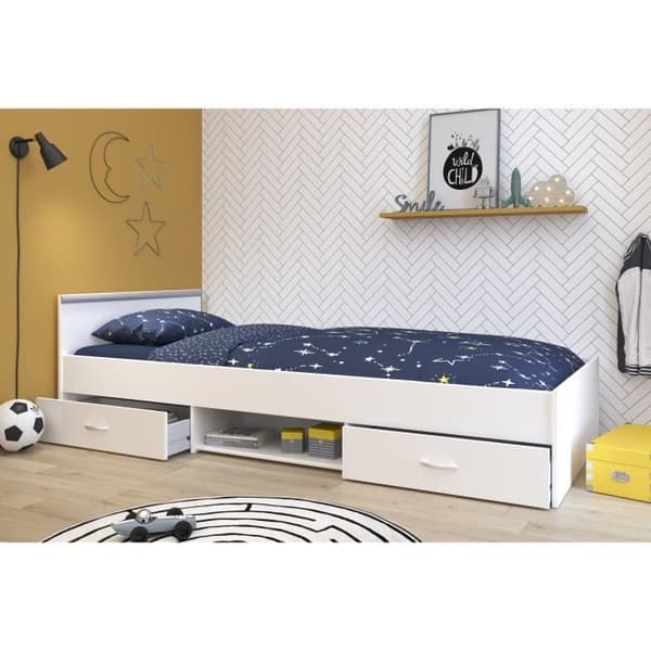 PARISOT ZODIAC Modern matt vit barnsäng - B 90 x D 200 cm