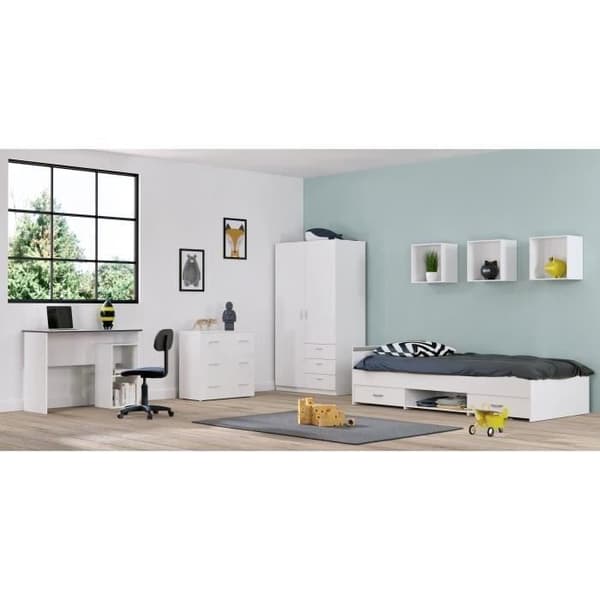 PARISOT ZODIAC Modern matt vit barnsäng - B 90 x D 200 cm