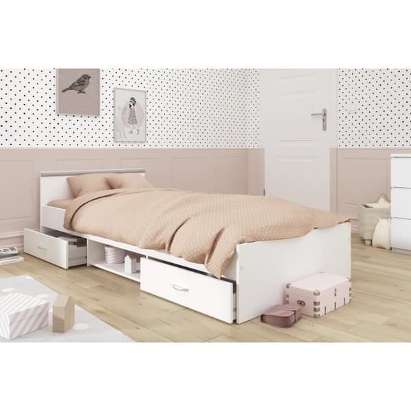 PARISOT ZODIAC Modern matt vit barnsäng - B 90 x D 200 cm