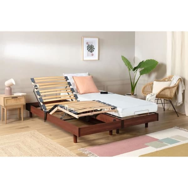 TALCA avslappningsset madrass + elektriska sängbottnar körsbärsdekor 2x70x190 - Skum - 14 cm - Fast