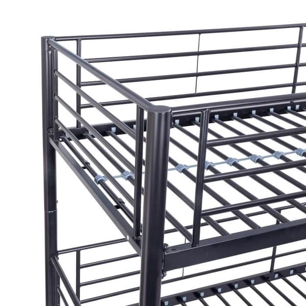 Våningssängar i metall - Svart - Boxfjädrar ingår - 3x90x190 cm - TRIO