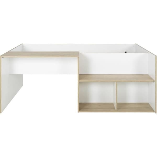 Lit combiné enfant OSCAR - 90 x 190 cm - Ljus ek / Vit - Diagone