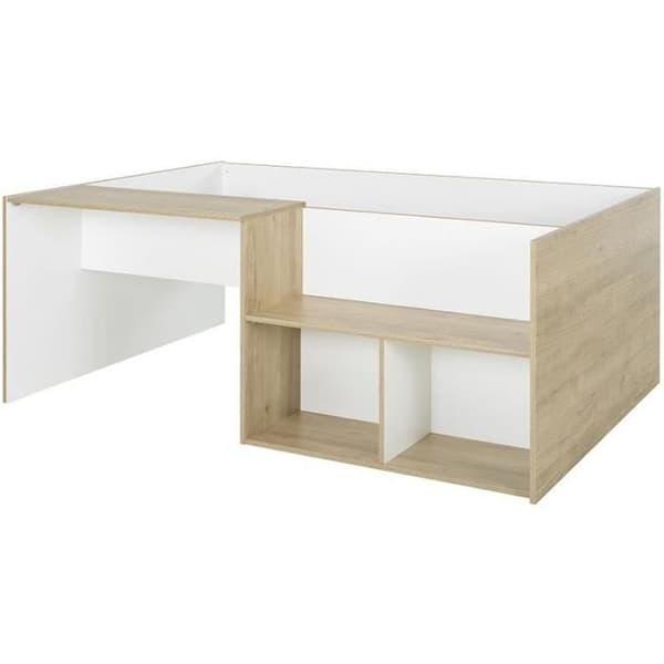 Lit combiné enfant OSCAR - 90 x 190 cm - Ljus ek / Vit - Diagone
