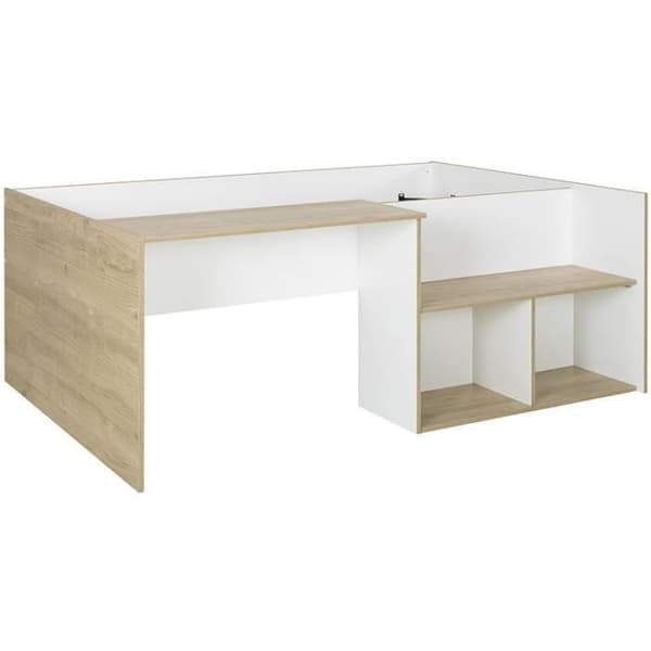 Lit combiné enfant OSCAR - 90 x 190 cm - Ljus ek / Vit - Diagone