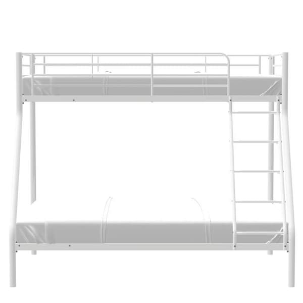 BRUCE Våningssäng 3 platser - 90/140 x 190 cm - Vit - I metall - Inkluderar sängstommar