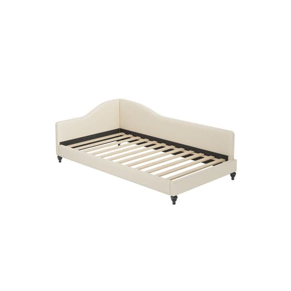 Polstret sängsoffa 90*200 Multifunktionell säng med lameller och mjukt linne för huden, Beige