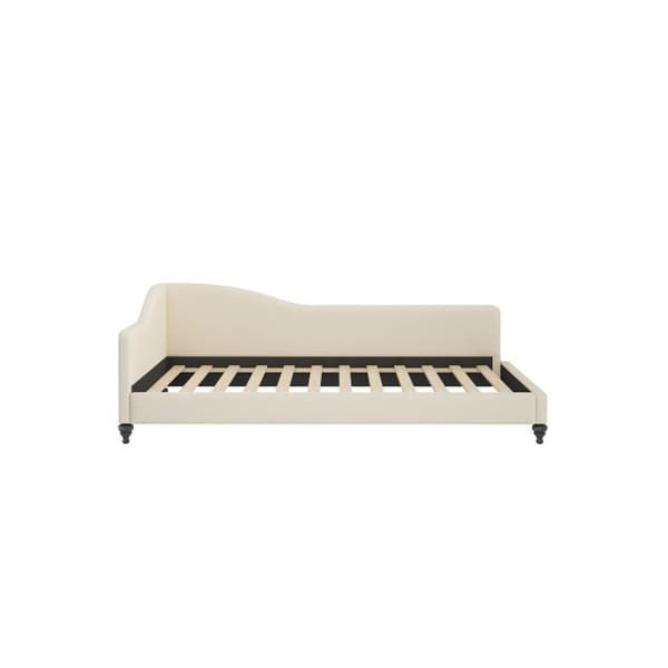 Polstret sängsoffa 90*200 Multifunktionell säng med lameller och mjukt linne för huden, Beige
