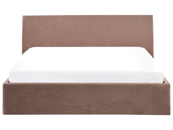 Seng Brun Boucle 180 x 200 cm Dekorativ Tre Kvart Seng med Sengegavl Halvanden Mands Kvalitetseng med Opbevaring Teenageværelse