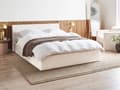 Miniatyrbillede 2 af 11: Seng Off White Boucle 160 x 200 cm Moderne To Mands Seng med Opbevaring Blød Sengegavl Dobbeltseng Sengeramme Retro Design