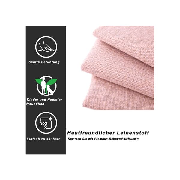 Polstret säng 90 x 200 cm, med hjul och förvaringslådor, täckning i mjukt linne för huden, gästsäng (rosa)