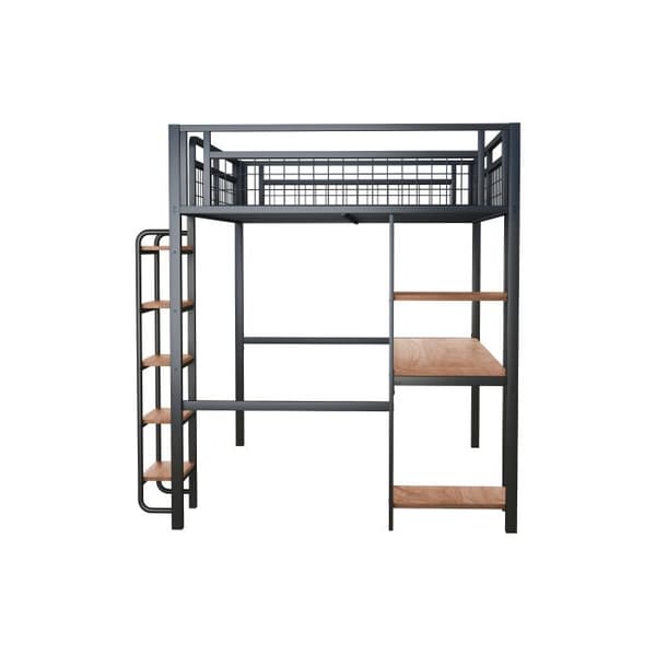 140*200 cm metal bunk bed, säkerhetsskala med stege, svart