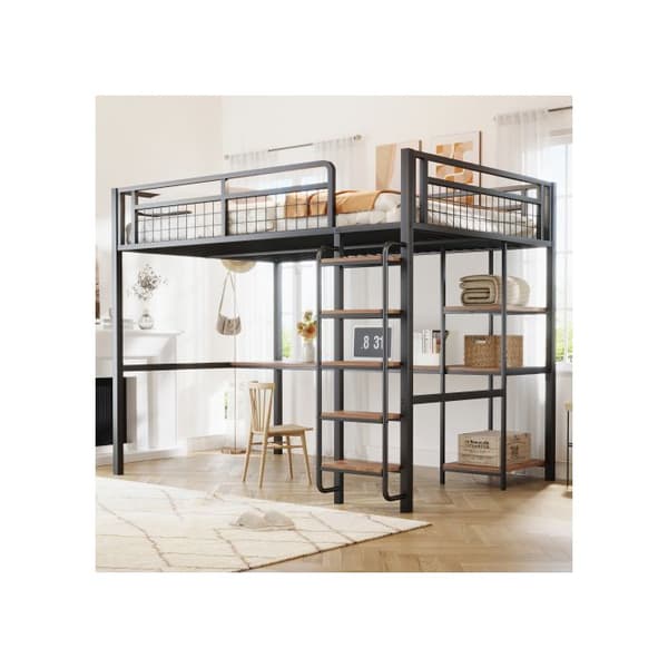 140*200 cm metal bunk bed, säkerhetsskala med stege, svart