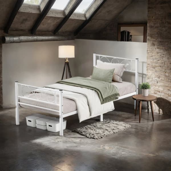 Enkeltsengestel, Passer til 190x90 cm Madras, Metal Enkeltseng, Sengestel, Nem Samling, Blæk Sort