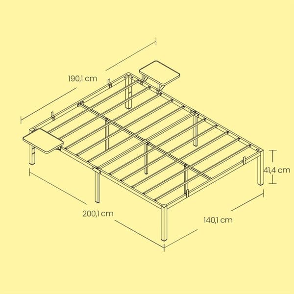 Sängstomme för dubbelsäng, VASAGLE RMB093B01, 200x140x41.3 cm, Svart