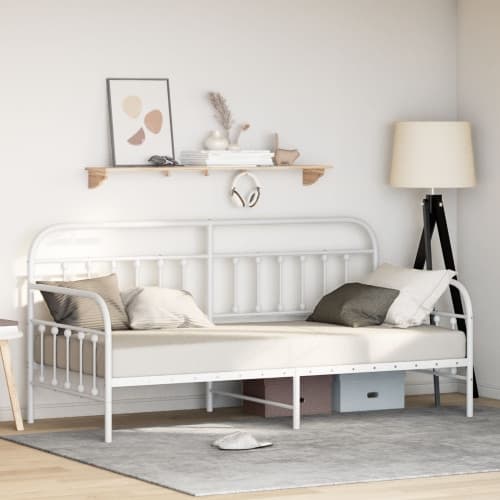 Sängram Vit 90x190 cm i Stål