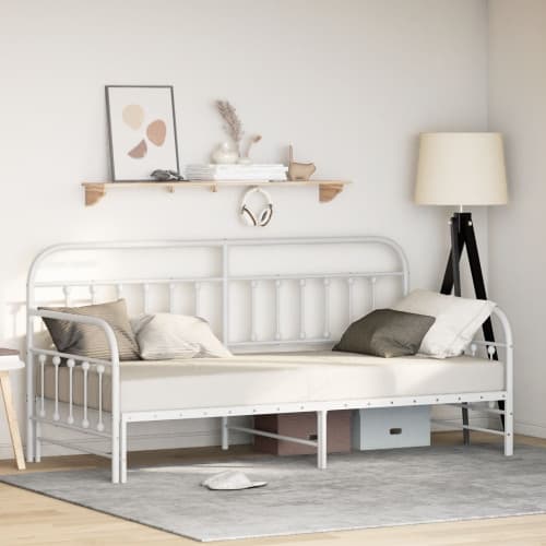 Dagbädd med utdragbar säng Vit 90x200 cm Stål