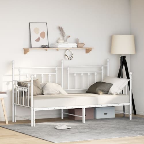 Dagbäddram med utdragbar säng Vit 80x200 cm av Stål