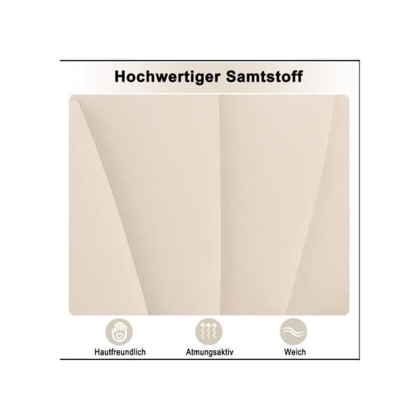 Velour, säng med knappning, 90*200 cm, säng i form av en snäcka med ben i guldpläterad metall och justerbar huvudgavel i höjd, beige