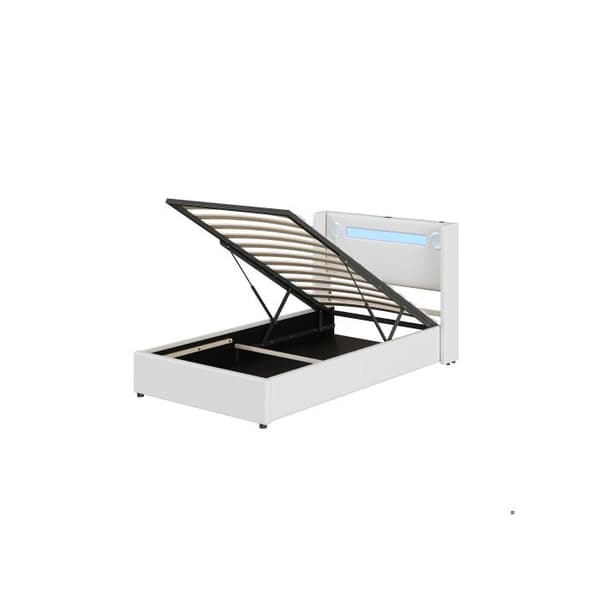 Uppblåst säng Barnsäng 90x200 med LED-ljusräcke, Bluetooth-läsare och USB-laddningsfunktion