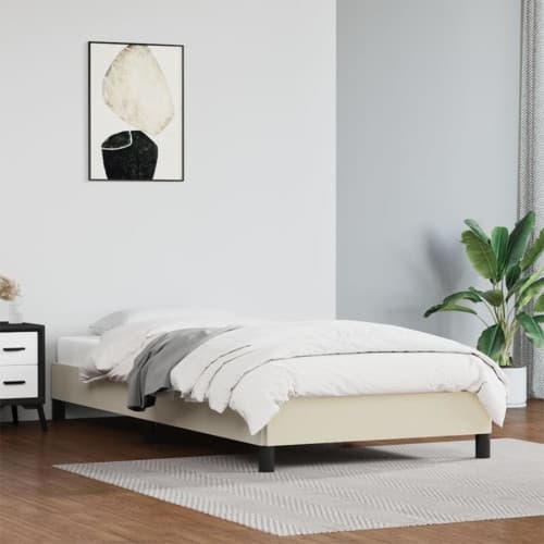 Sängram gräddvit 90x200 cm konstläder
