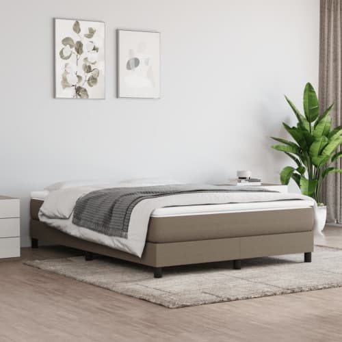 Ramsäng med madrass taupe 160x200 cm tyg