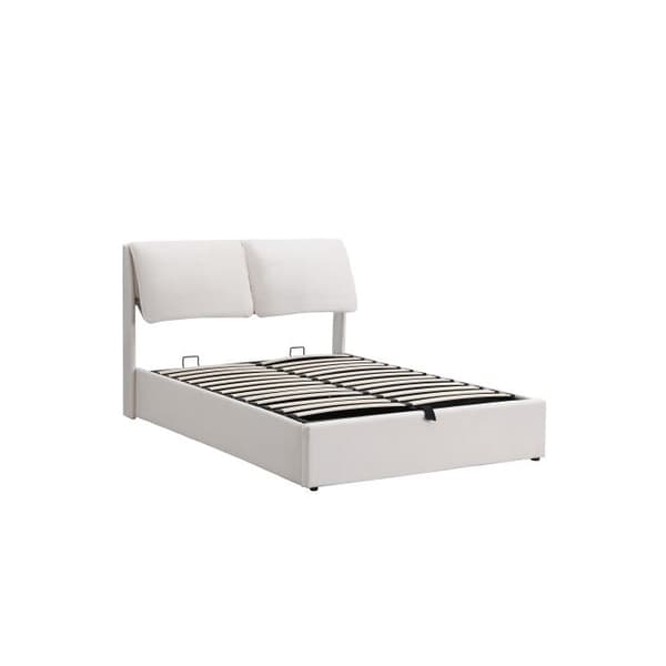 Säng med stoppning, 140*190, hydraulisk bas, tre lådor, utan madrass, sammet, beige