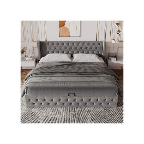 Bäddsoffa, 140*190, med hydraulisk funktion, svart, grå, sängbotten i vattentåligt non-woven tyg.