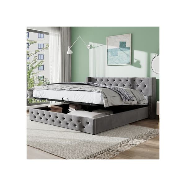 Bäddsoffa, 140*190, med hydraulisk funktion, svart, grå, sängbotten i vattentåligt non-woven tyg.