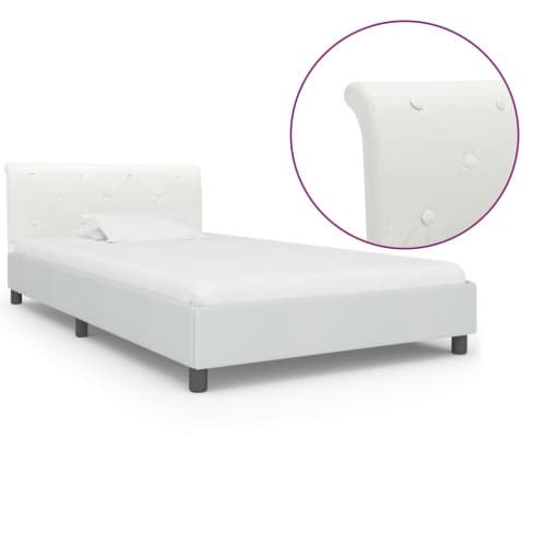 Sängram utan madrass vit konstläder 90x200 cm