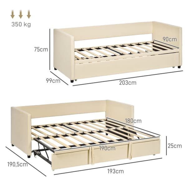 Rootz 2 -i -1 sovesofa ramme - konvertibel sofa - dobbelt madras seng - fløjl komfort, glatte ruller - sofa: 203L x 99b x 75H cm, seng: 203L x 190,5b